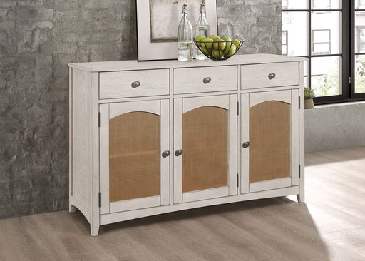 Kirby 3-drawer Rectangular Server with Adjustable Shelves Natural and Rustic Off White image