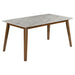 Everett Faux Marble Top Dining Table Natural Walnut and White image