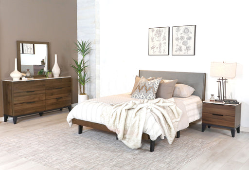 Mays Upholstered Bedroom Set Walnut Brown and Grey image
