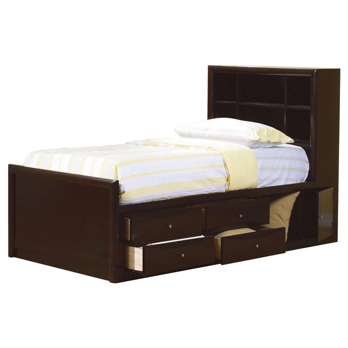 Phoenix Full Bookcase Bed with Underbed Storage Cappuccino image
