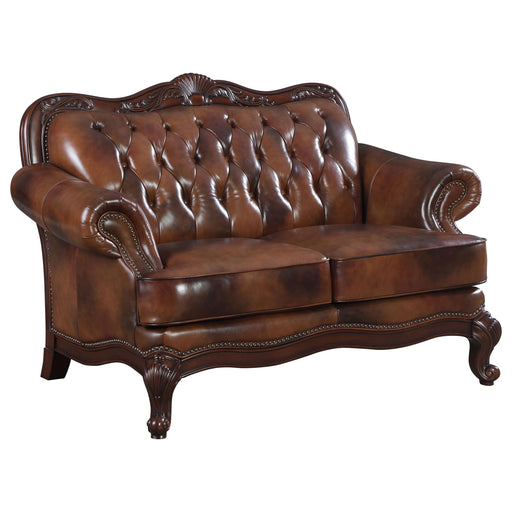 Victoria Tufted Back Loveseat Tri-tone and Brown image