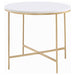 Ellison Round X-cross End Table White and Gold image