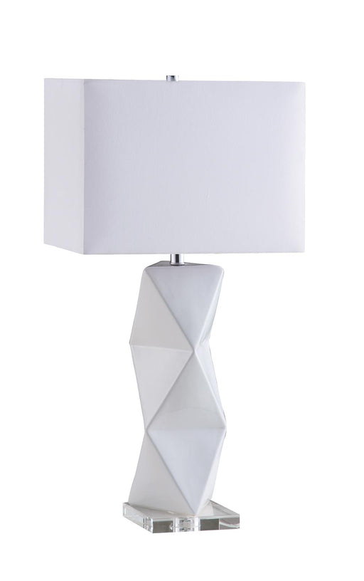 Camie Geometric Ceramic Base Table Lamp White image