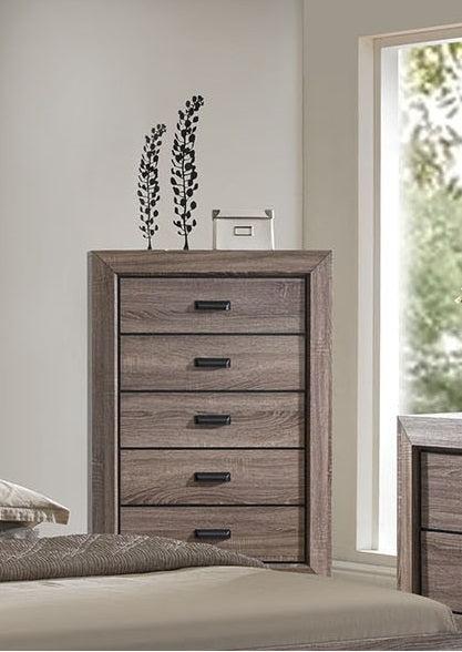 Acme Lyndon 5-Drawer Chest in Weathered Gray Grain 26026 image