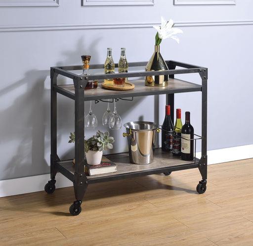 Jorgensen Rustic Oak & Charcoal Serving Cart image