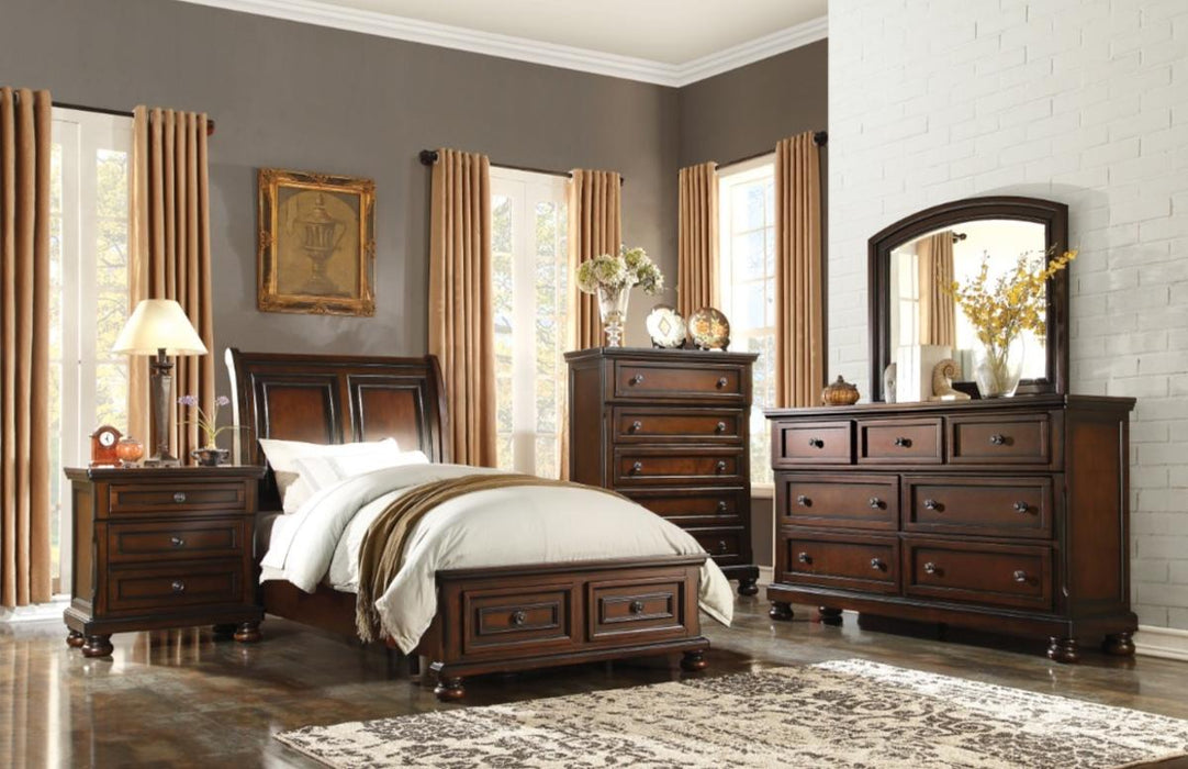Homelegance Cumberland Full Sleigh Platform Bed with Footboard Storage in Brown Cherry 2159F-1*