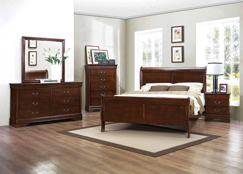 Homelegance Mayville Queen Sleigh Bed in Brown Cherry 2147-1